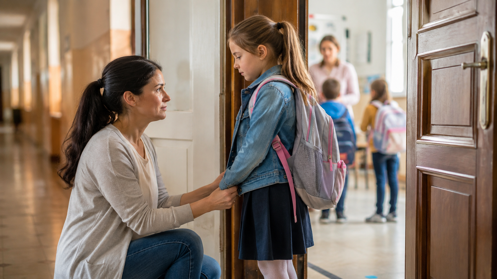 Copilul nu vrea să intre în clasă: ritualul scurt care face despărțirea mai ușoară
